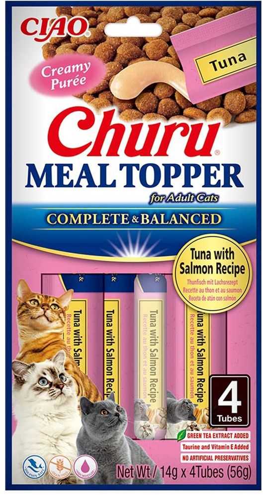 INABA Churu Meal Topper Tuna with Salmon, 4 x 14g