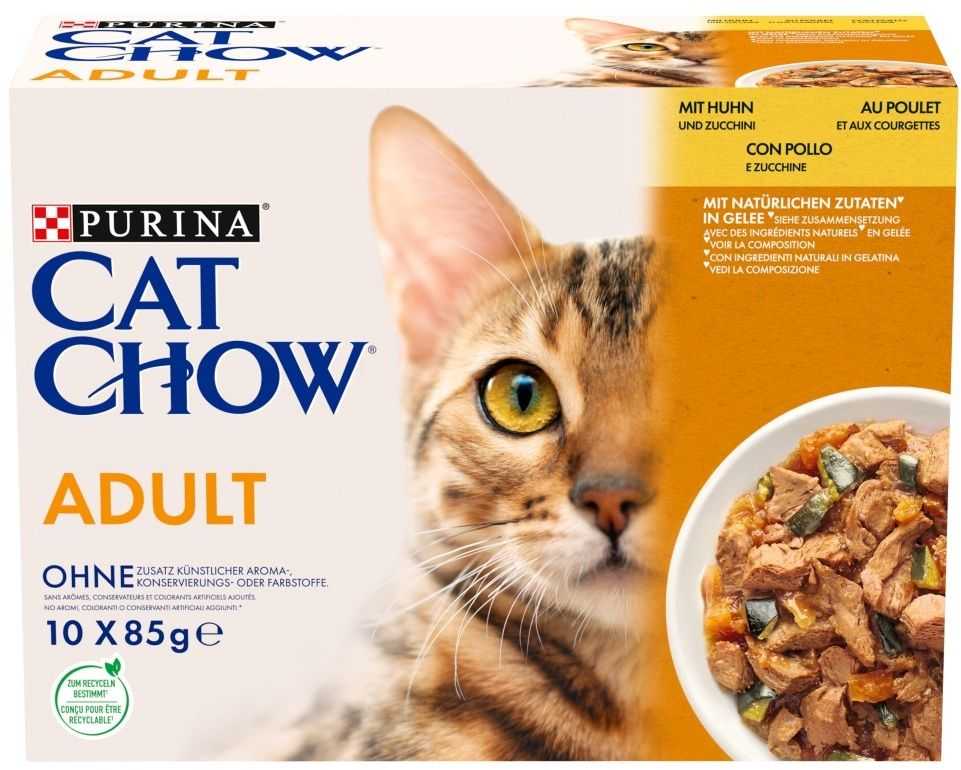 Purina Cat Chow Adult Chicken + Zucchini 10 x 85g