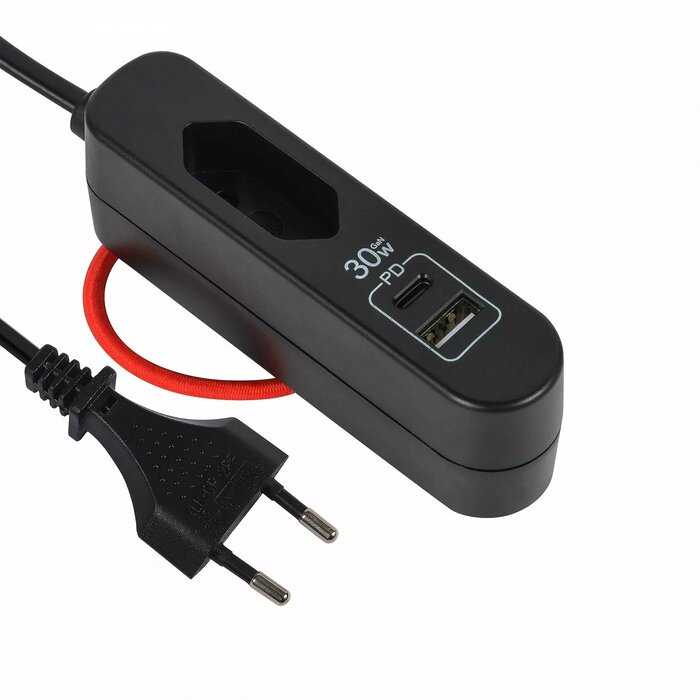 Electraline 62569 USB Charger 1P USB-A USB-C 30W
