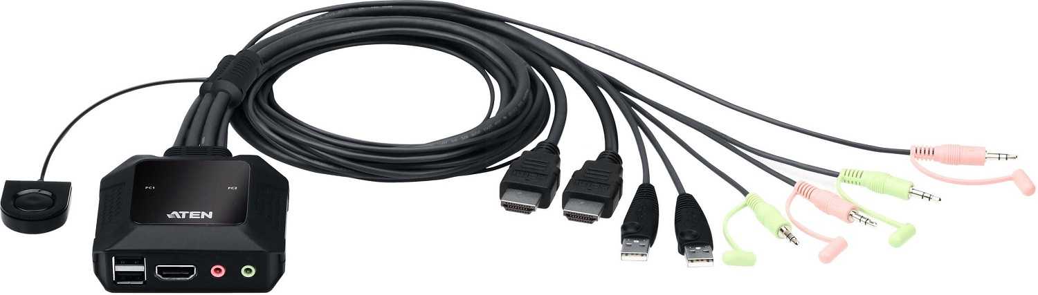 ATEN 2-Port USB 4K HDMI KVM Switch with Remote Port Selector