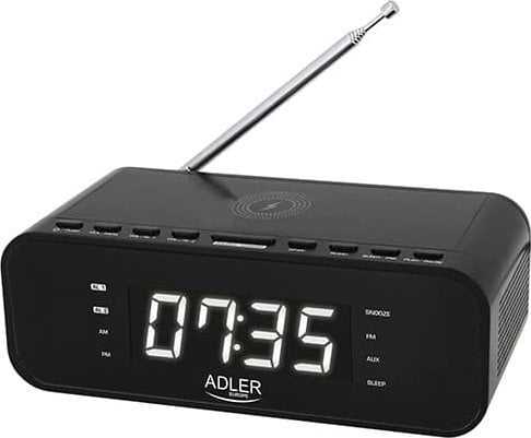 Adler Radio alarm clock AD 1192B. Radio alarm clock with wireless charging
