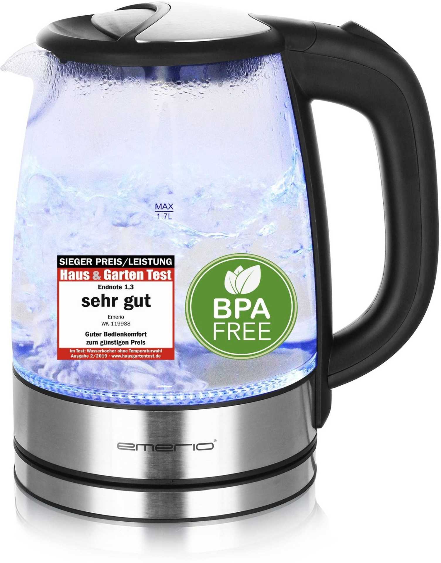 Emerio Electric kettle, 1.7L, cordless