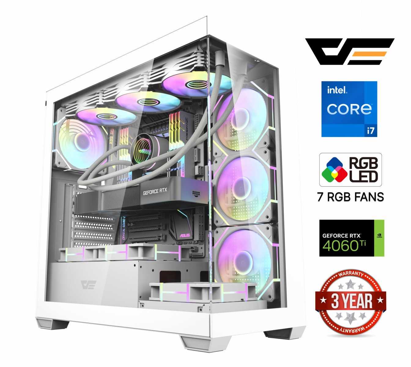 MDATA GAMING Core i7-14700F 64GB 1TB SSD 1TB HDD RTX 4060 Ti 8GB No OS