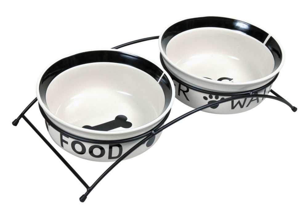 Trixie A set of ceramic bowls on a stand, 0.6 liters