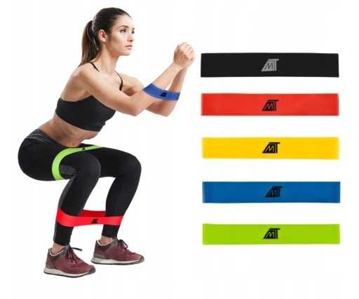Malatec Set of 5 latex resistance bands in a storage bag.