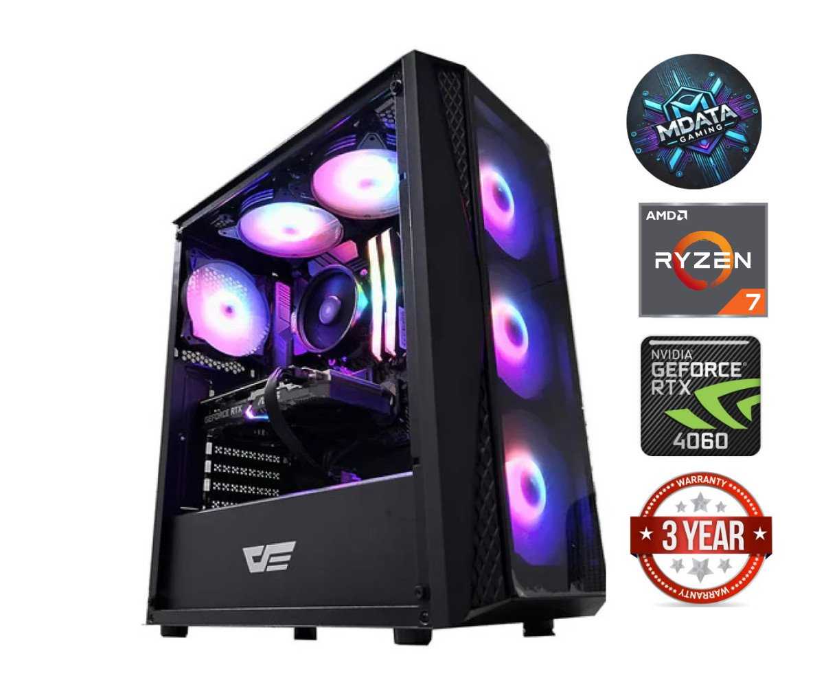 MDATA GAMING Ryzen 7 8700F, 64GB, 1TB SSD, RTX 4060, No OS, DK352