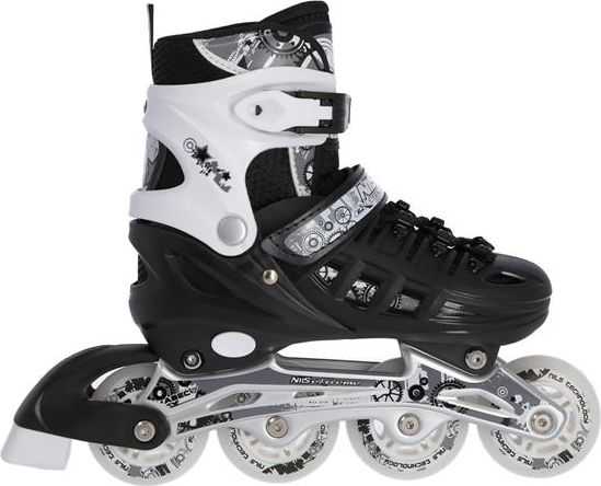 NILS eXtreme NH10905 inline skates with replaceable frame, adjustable, black-white.