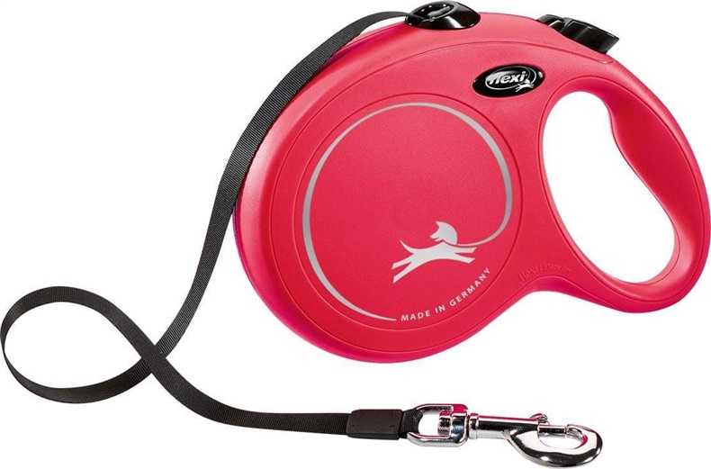 Flexi automatic retractable leash New Classic tape - 8 m length, red