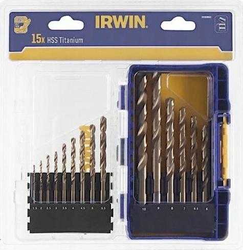 IRWIN Drill Set of 15pcs. HSS TiS 1.5mm, 2mm, 3.5mm, 4mm, 4.5mm