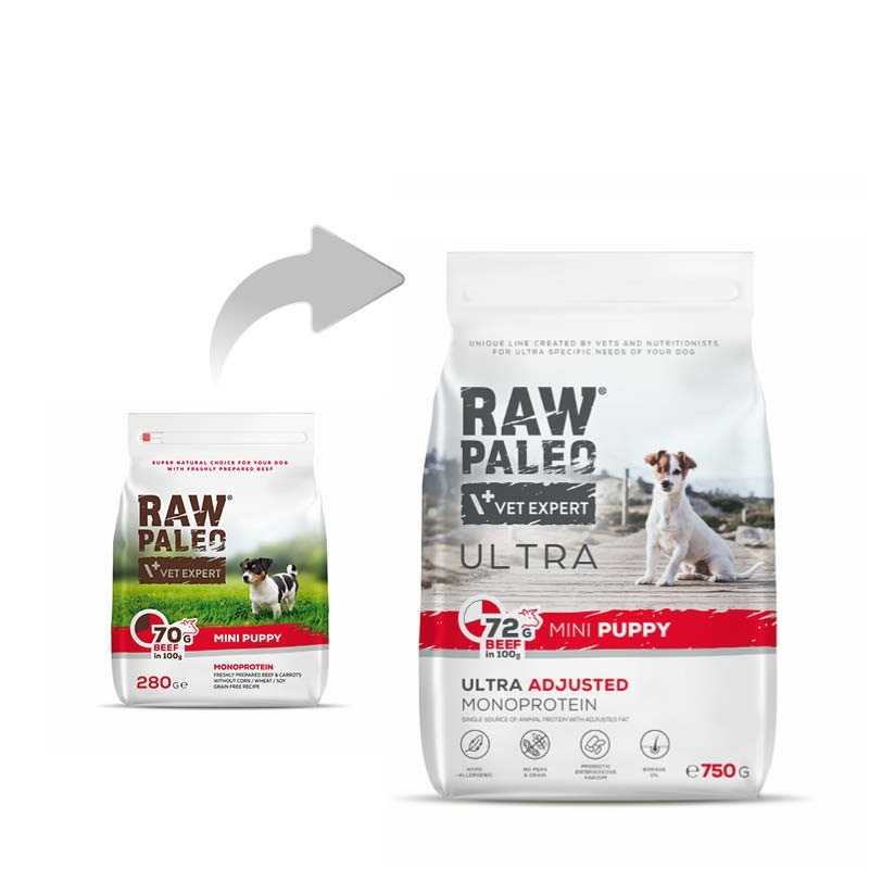 VetExpert 7148757 RAW PALEO Ultra Mini Puppy Beef - dry food for small puppies