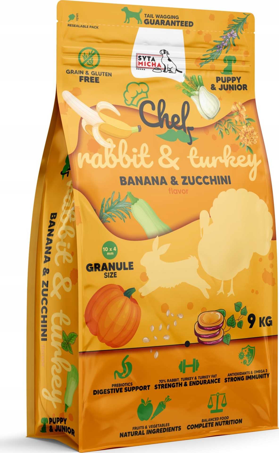SYTA MICHA Chef Puppy Rabbit, turkey, banana, and zucchini—dry dog food