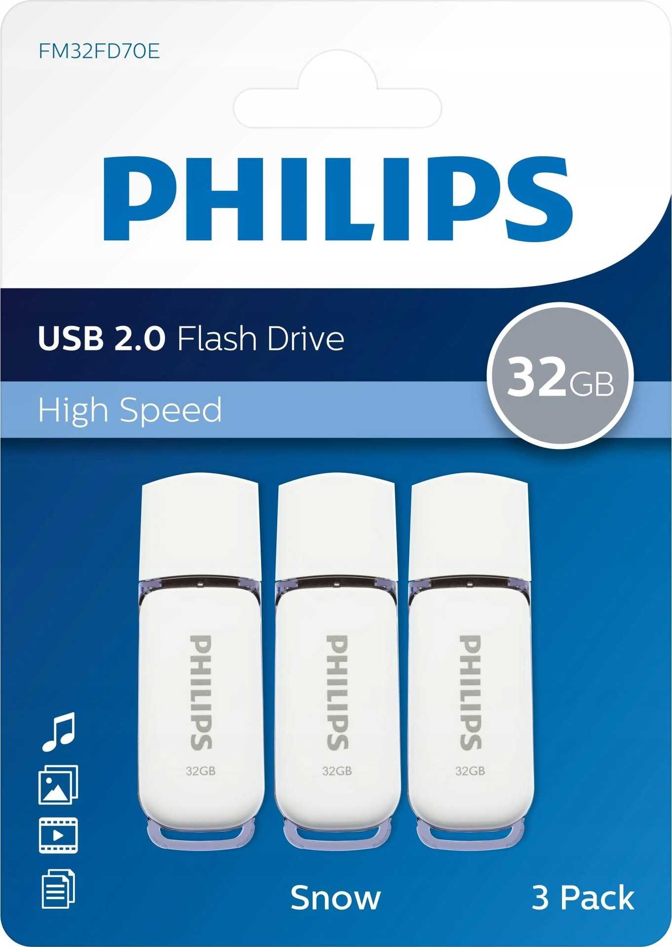 PHILIPS 32GB Snow Edition USB 2.0, white