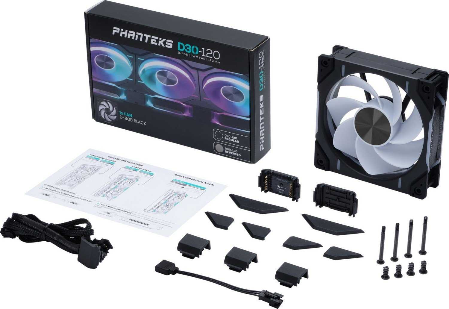 Phanteks D30-120 D-RGB Reverse 120 mm Case Fan PH-F120D30R_DRGB_PWM_BK01