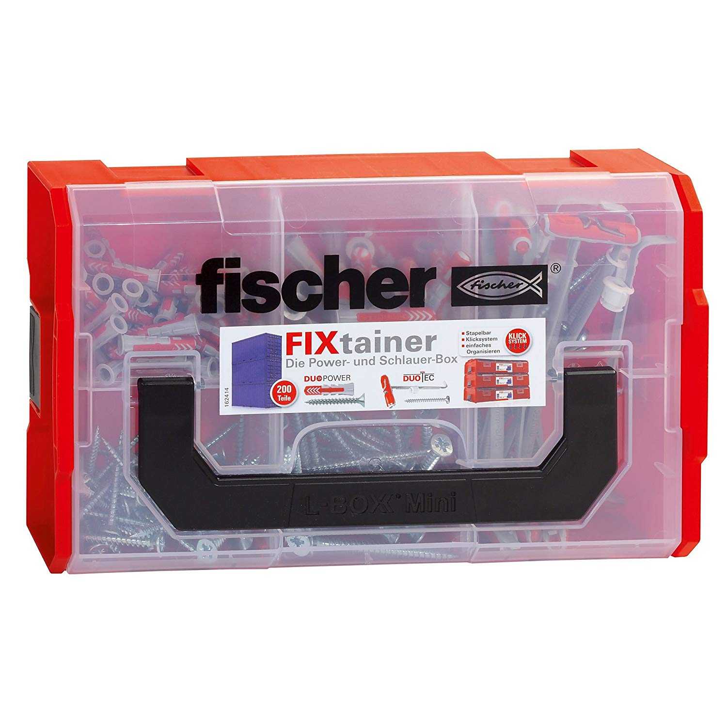 Fischer FixTainer-DUOPOWER/DUOTEC (light grey/red, with screws