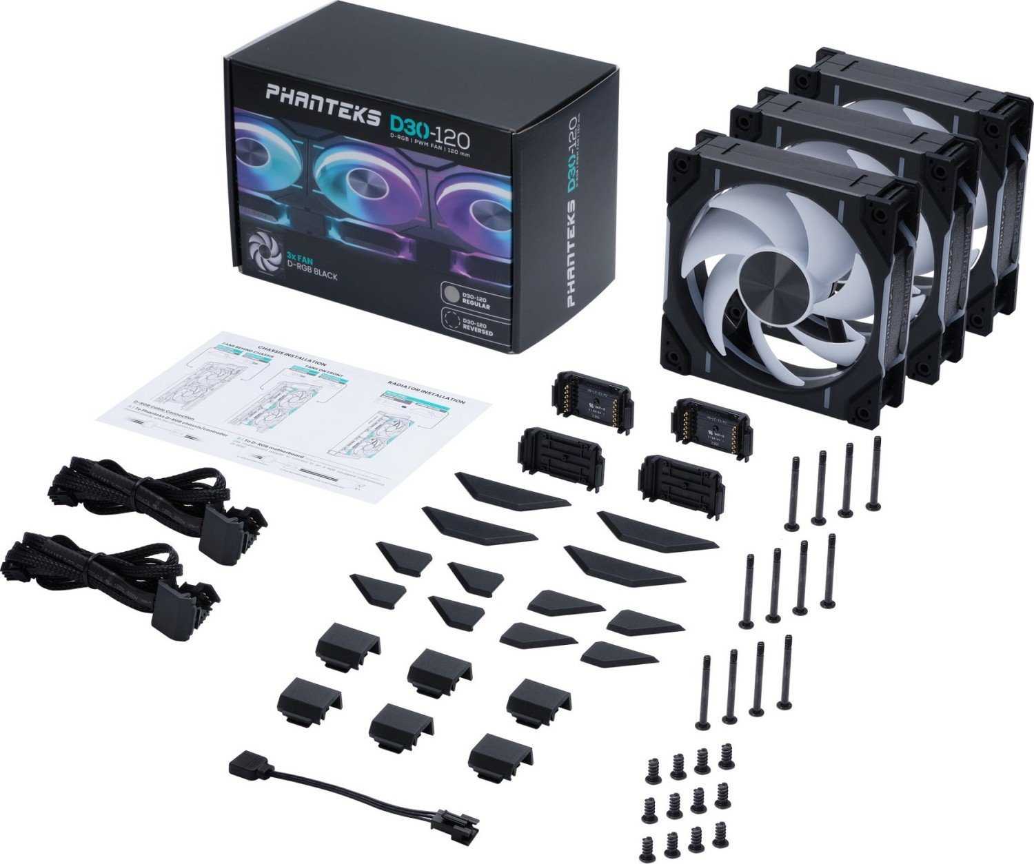 Phanteks D30-120 D-RGB 3-pack 120 mm Case Fan PH-F120D30_DRGB_PWM_BK01_3P