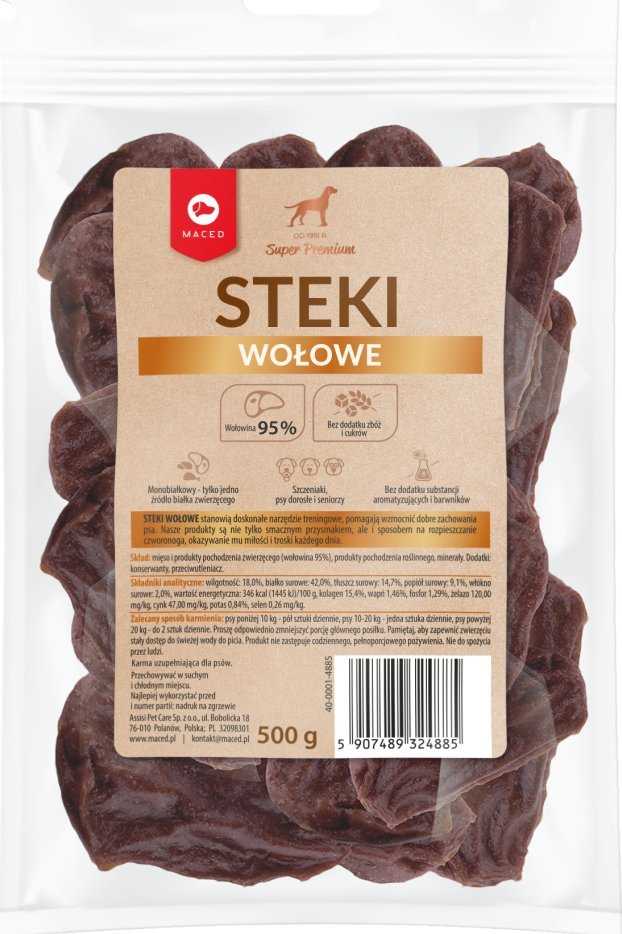 MACED Beef steaks - Dog treat - 500g