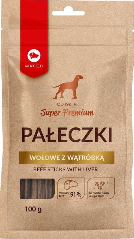 MACED Beef sticks with liver – dog treat – 100g