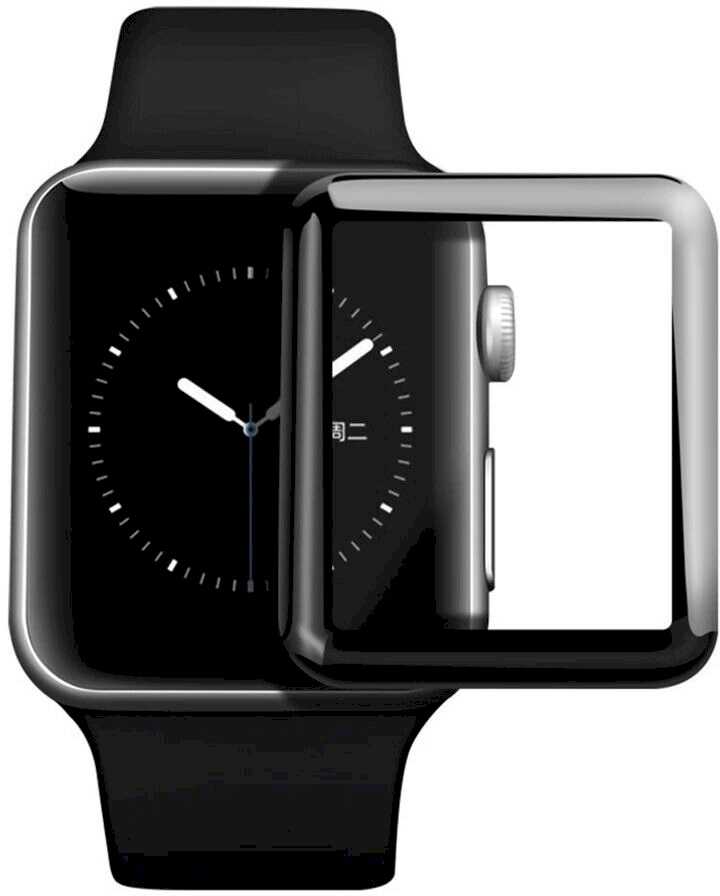 Fusion Accessories 9D ceramic glass full coverage with frame for Apple Watch 1/2/3, 42 mm – Black