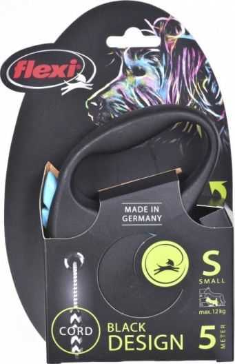 Flexi automatic leash, Black Design S, 5 m rope, blue.