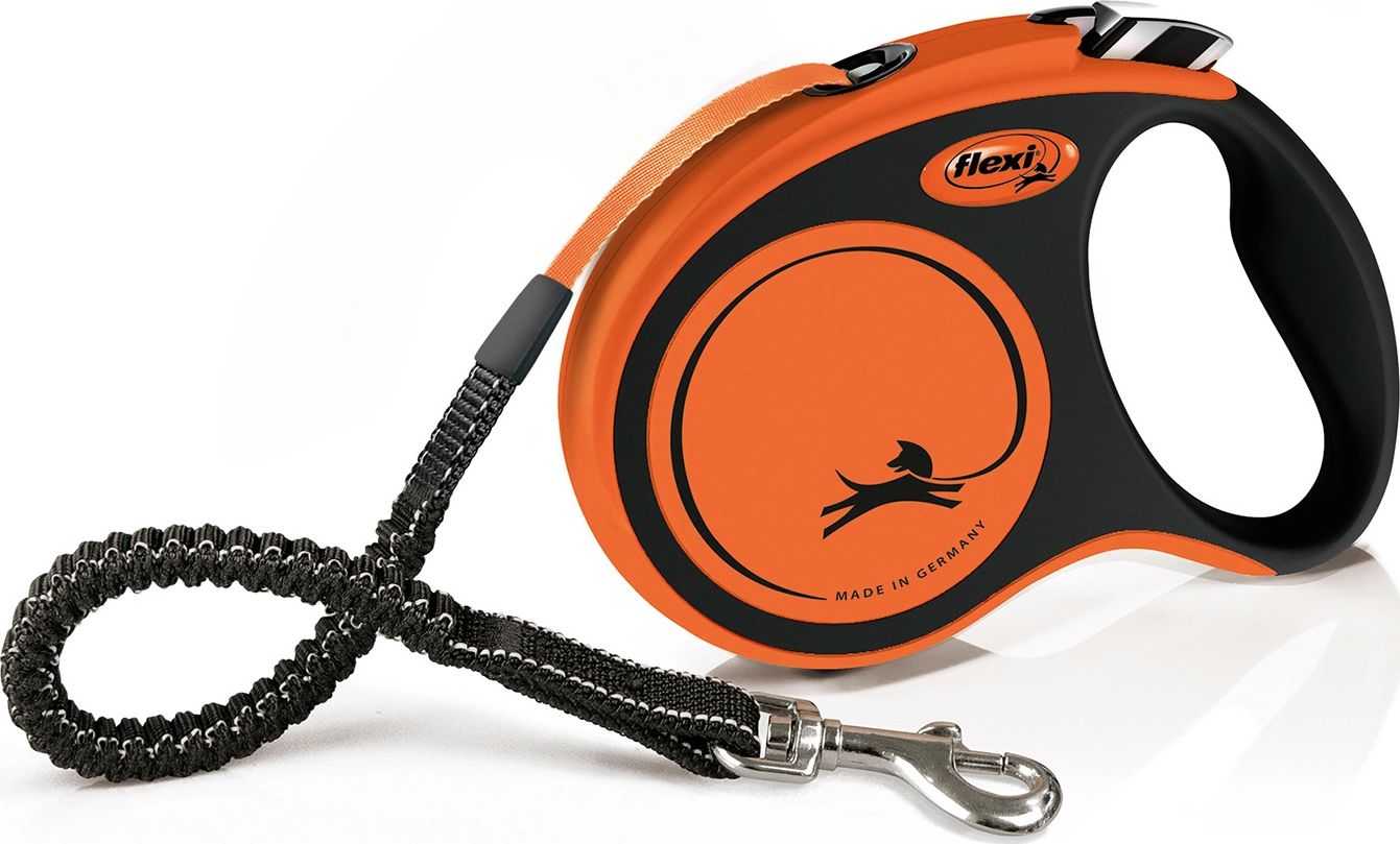 Flexi xtreme S automatic retractable leash, 5m tape, orange, up to 20kg