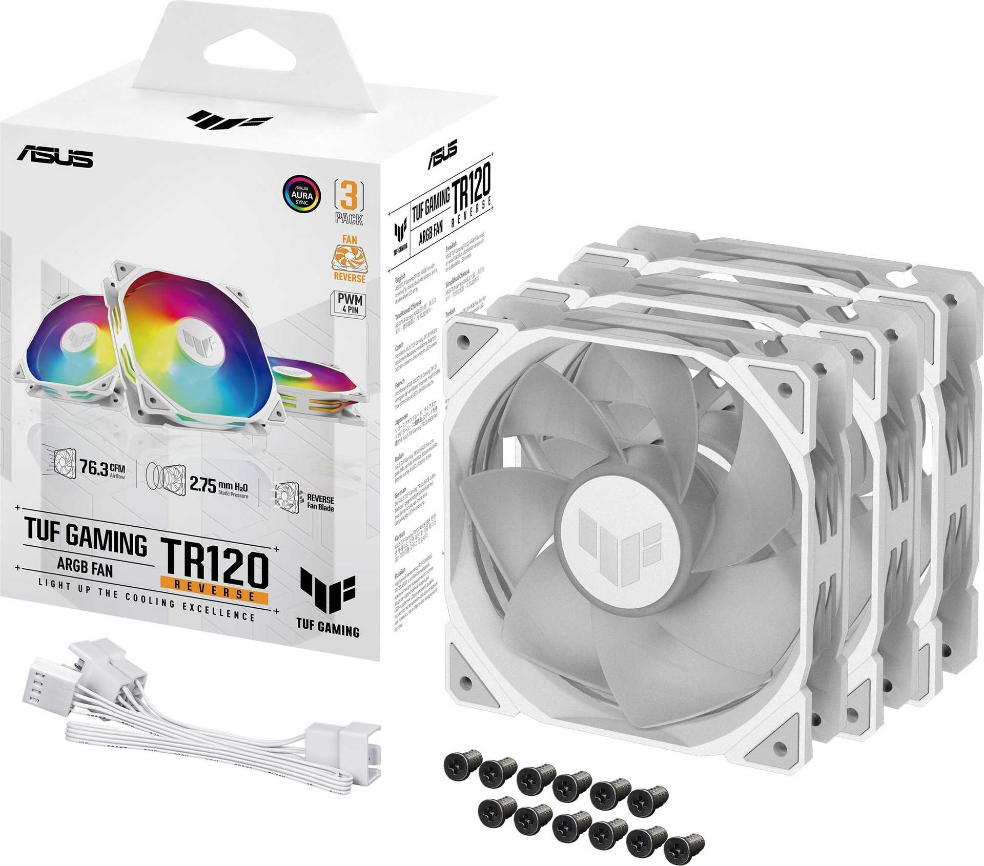 ASUS TUF Gaming TR120 ARGB Reverse 3-pack 120 mm Case Fan 90DA00D3-B09020