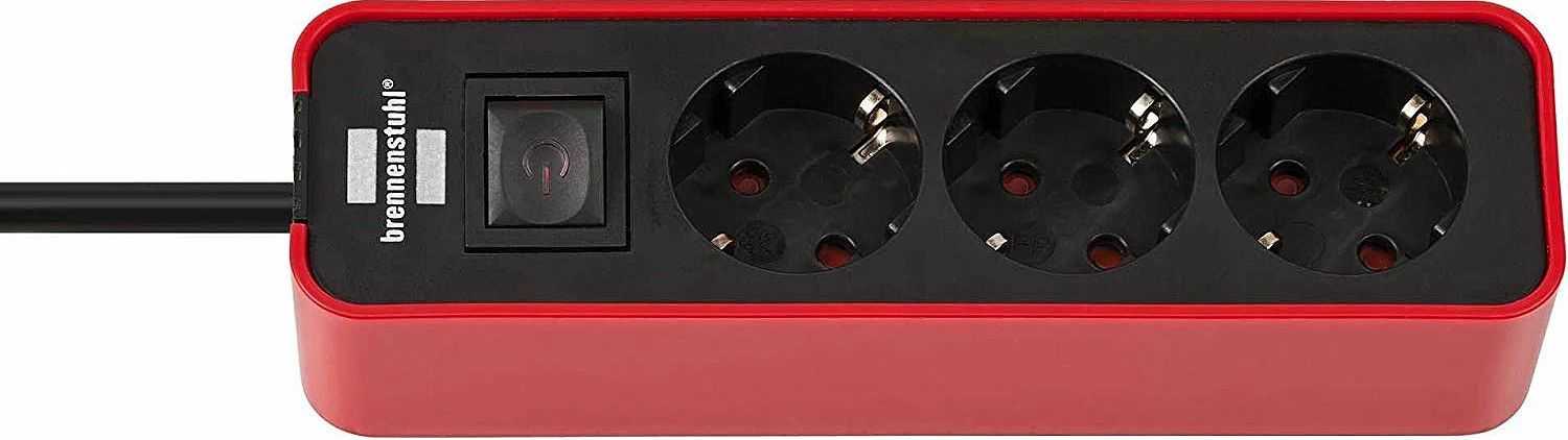 Brennenstuhl Ecolor 3-Outlet Power Strip (red/black