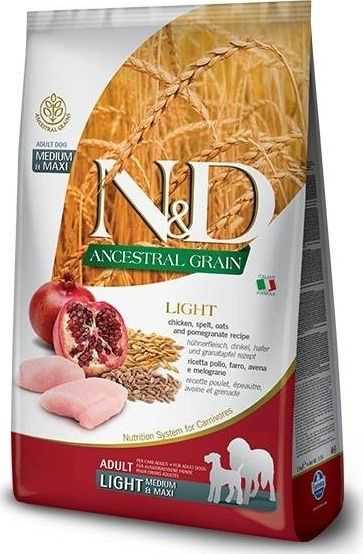 Farmina N AND D Ancestral Grain Dog Light - Chicken. Spelt, oats, and pomegranate
