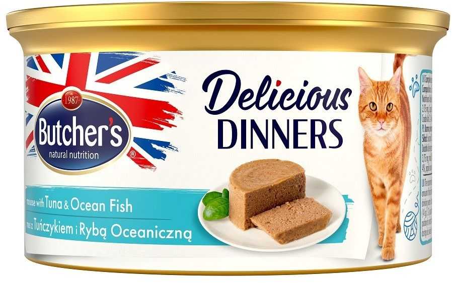 Butcher AND #x27;s Delicious Dinners Mousse Tuna + Ocean Fish 85g