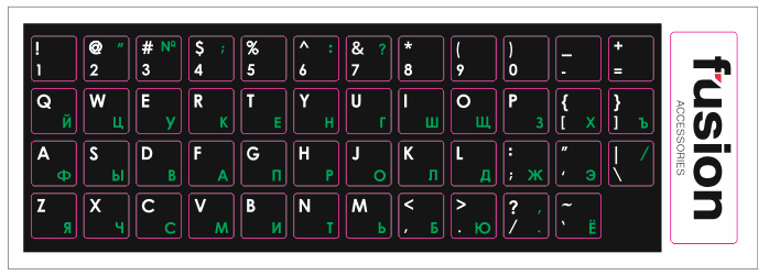 Fusion Accessories "Laminated Stickers RU / ENG" Black/Green