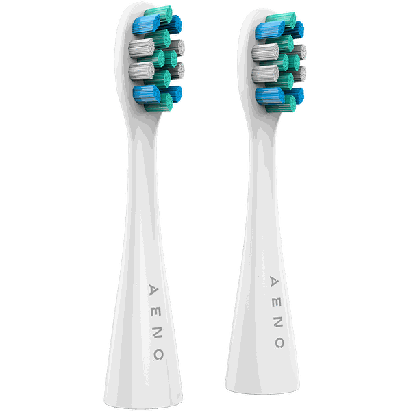 AENO Replacement toothbrush heads, white DuPont bristles, 2-pack