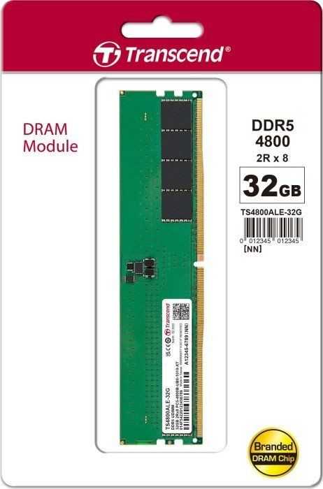 Transcend JetRam Green 32GB DDR5 4800MHz CL40 UDIMM JJM4800ALE-32G