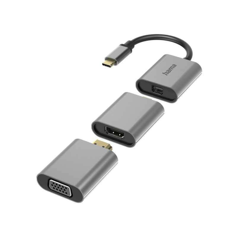 Hama 00200306 6-in-1 Connect2Go Adapter, USB-C, Mini-DisplayPort, HDMI, VGA