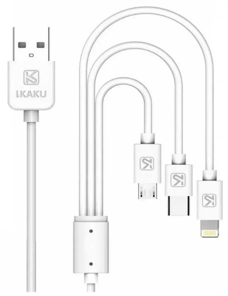iKaku KSC-078 3-in-1 USB-A to Type-C / Lightning / Micro USB 1m White