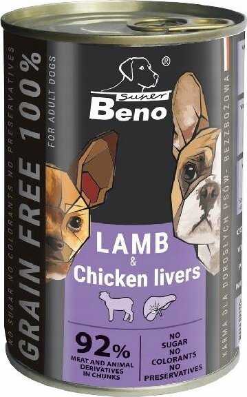 CERTECH SUPER BENO Lamb with chicken livers - wet dog food - 415g