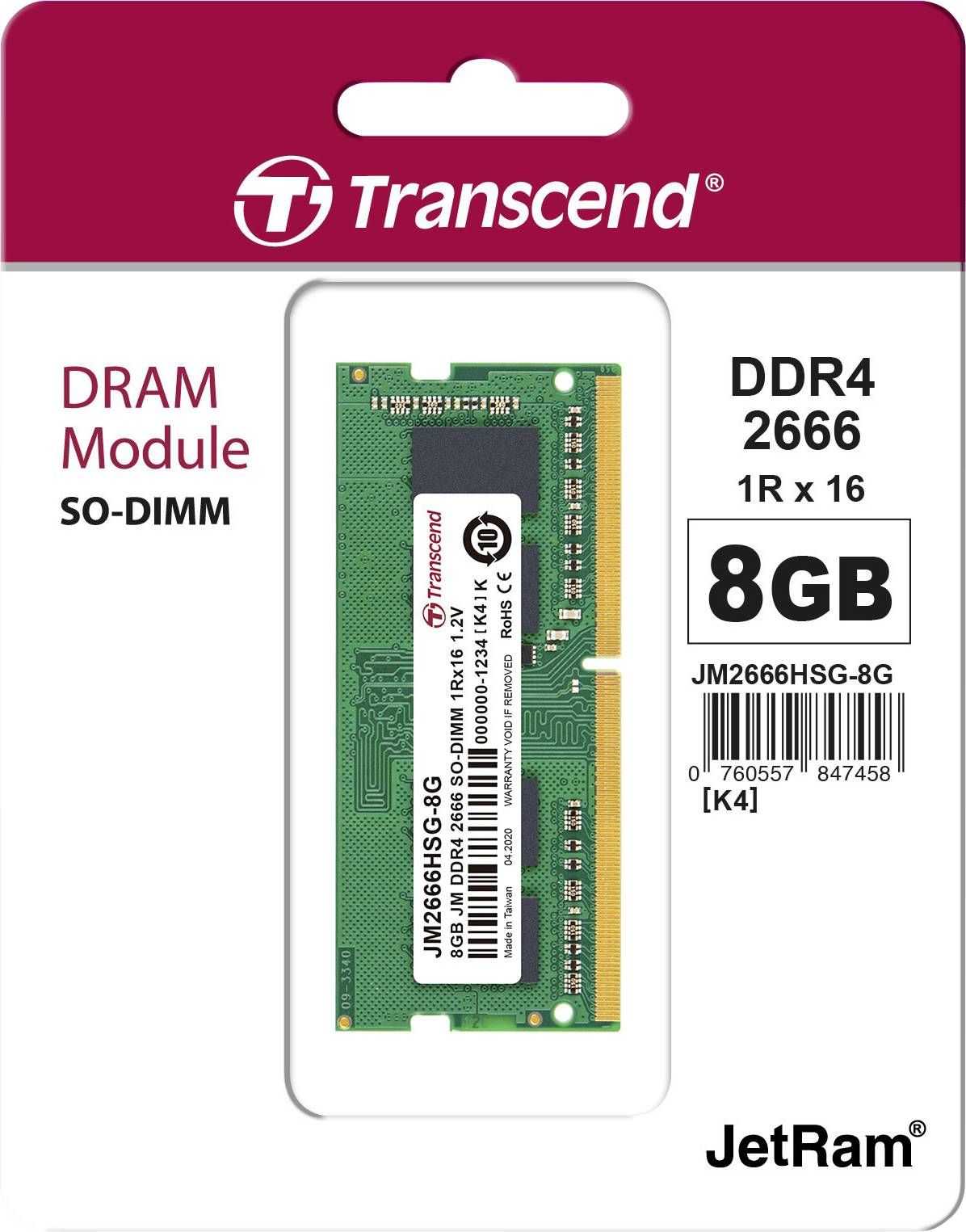 Transcend 8GB DDR4 2666MHz SO-DIMM JM2666HSG-8G
