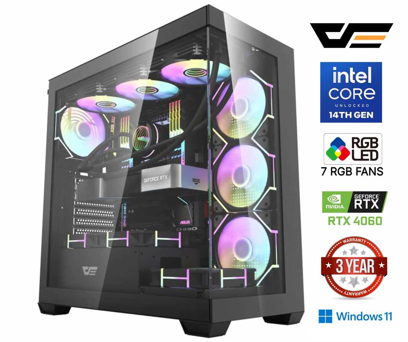 MDATA GAMING Core i5-14400F 64GB 1TB SSD 2TB HDD RTX 4060 8GB W11Home