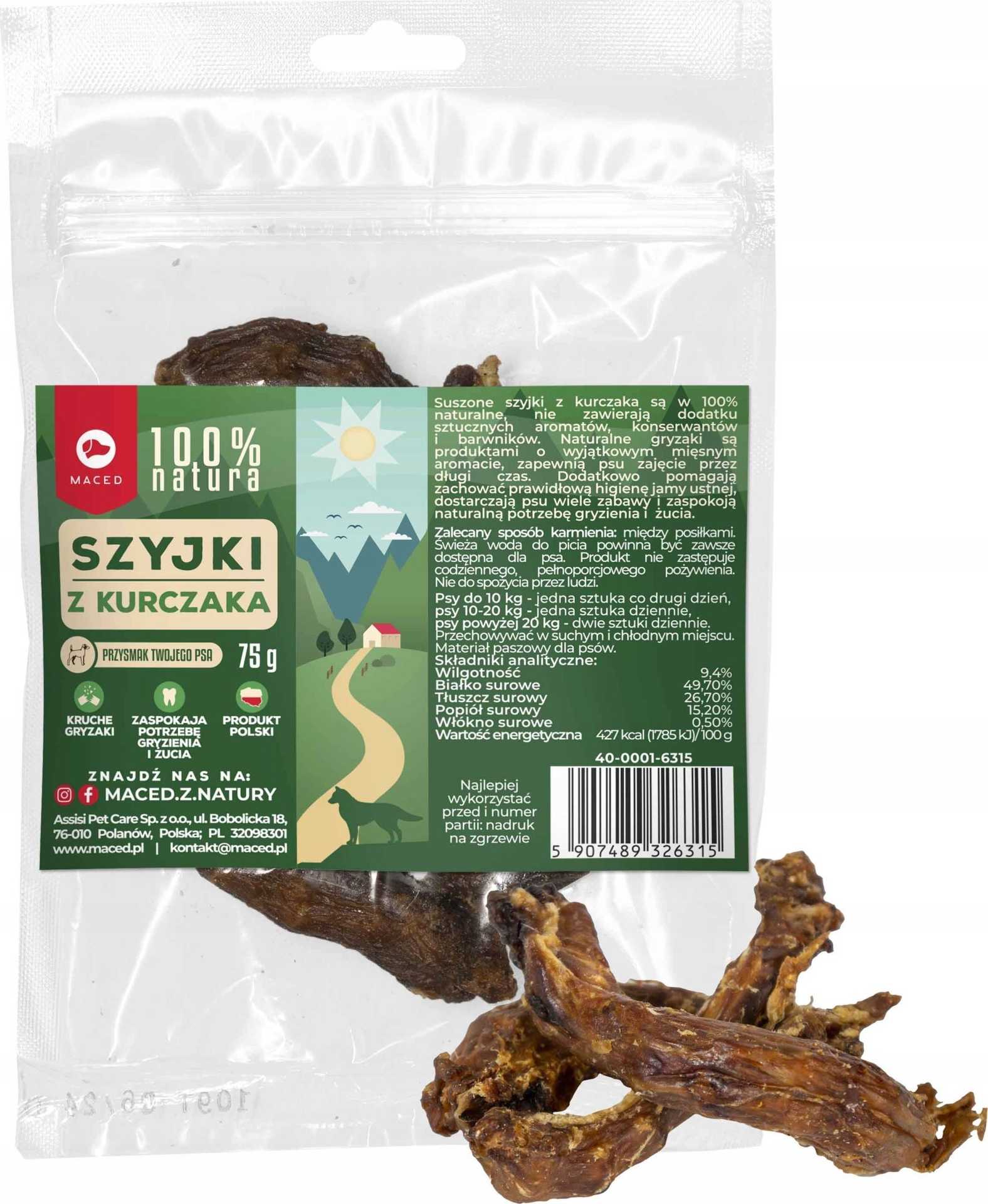 MACED Chicken Neck 100% Natural – Dog treat – 75 g