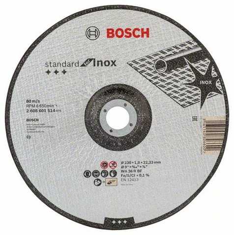BOSCH Curved Cutting Wheel Standard for Inox 230 x 22.23mm - 26086015