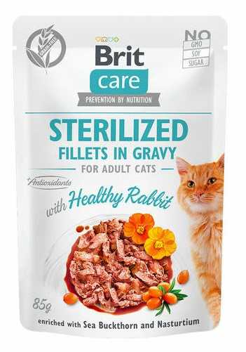 Brit Care Cat Sterilized Pouch Fillets in Gravy with Healthy Rabbit, 85g