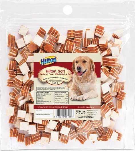 Hilton Rabbit and fish sandwich pieces – Dog treat – 500 g