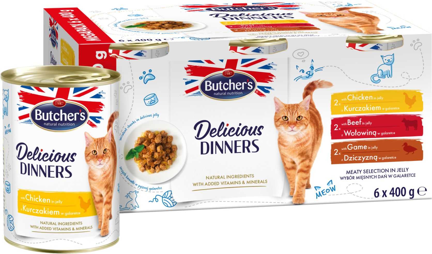 Butcher AND #x27;s Delicious Dinners – Meaty Selection in Jelly, 6 x 400g