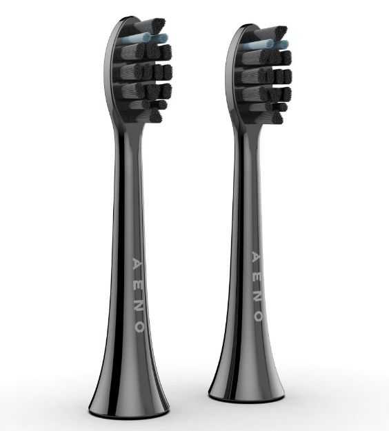 AENO Replacement toothbrush heads, Black, Dupont bristles, 2-pack