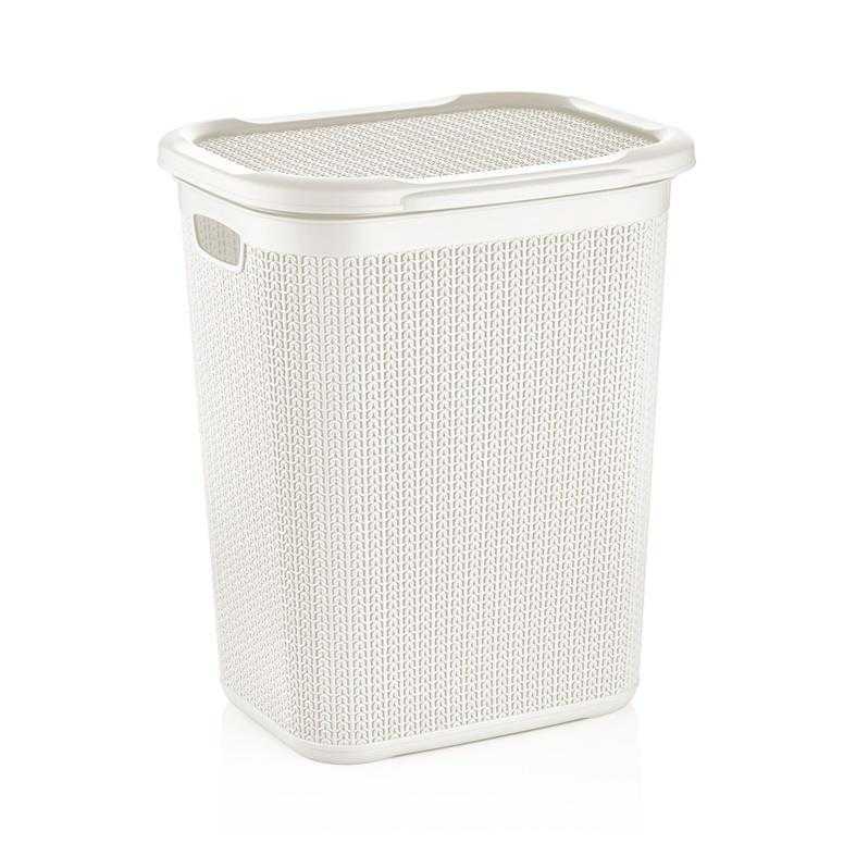 UCSAN 50L Knit Laundry Basket, White, 55x43x34cm