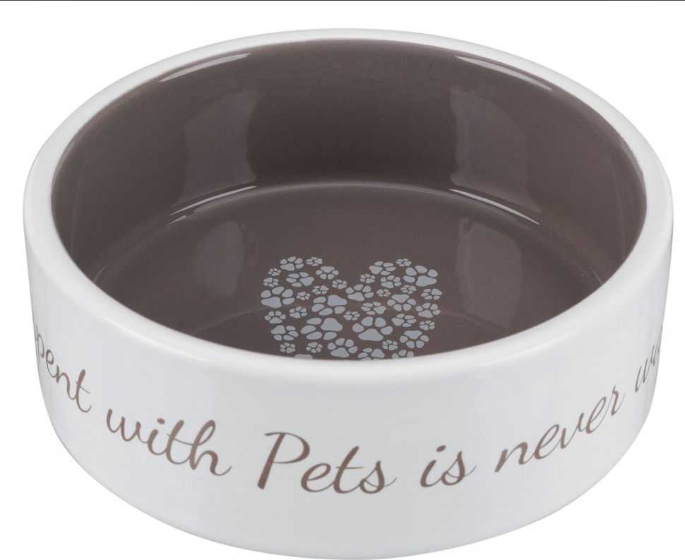 Trixie 0.8L cream and brown ceramic bowl