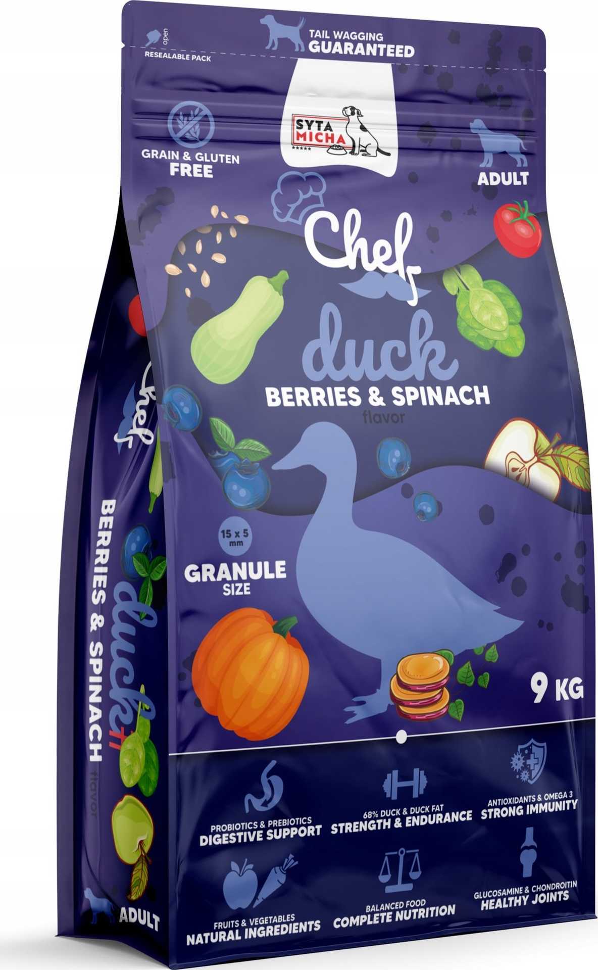 SYTA MICHA Chef Duck, berries and spinach – dry dog food – 9kg