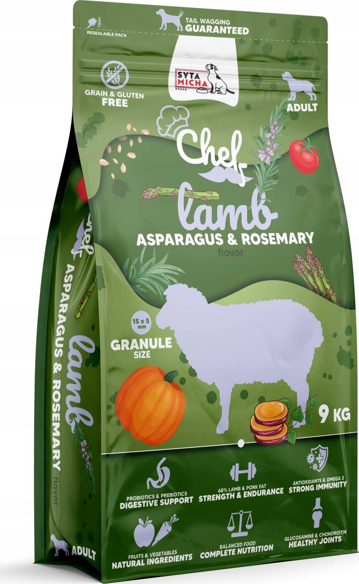 SYTA MICHA Chef Lamb, Asparagus, and Rosemary – Dry Dog Food – 9kg