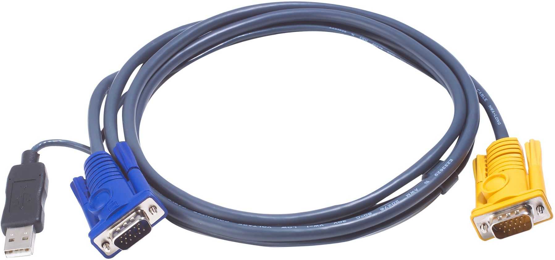 ATEN 2L-5202UP USB KVM Cable with 3-in-1 SPHD and built-in PS/2 to USB, 1.8m