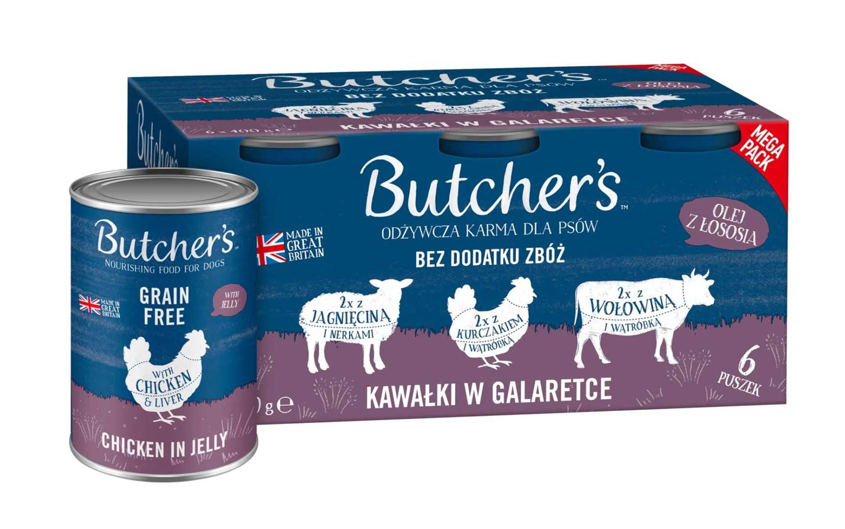 Butcher AND #x27;s BUTCHER'S Original Mega Pack Mix Pieces in Jelly – Wet Dog Food – 6 x