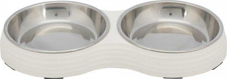Trixie Bowl set, white, melamine/stainless steel, 2 × 0.2 l/o 13