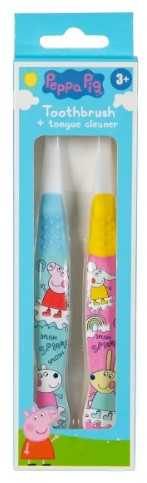Peppa Pig Toothbrush + Tongue Cleaner Blue / Yellow 2 pcs